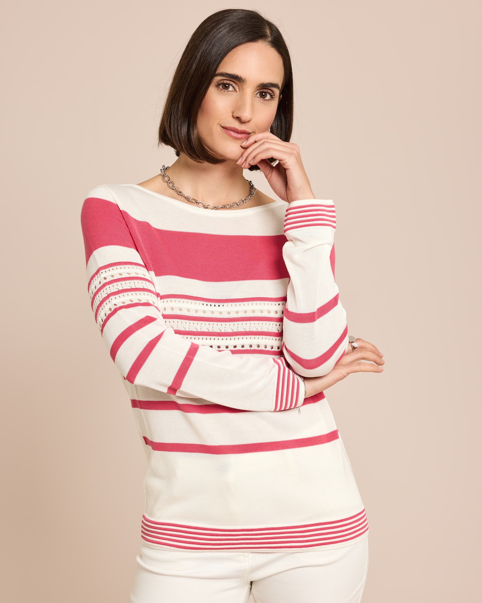Produktabbildung für Pullover aus Lyocell mit Streifen