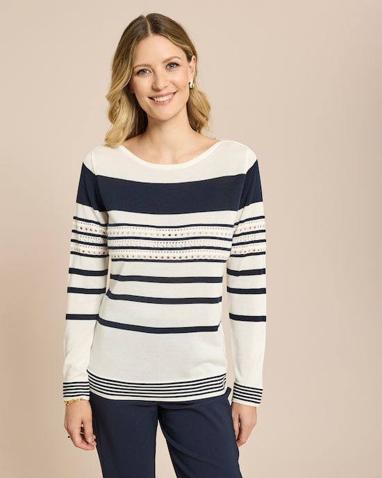Produktabbildung für Pullover aus Lyocell mit Streifen