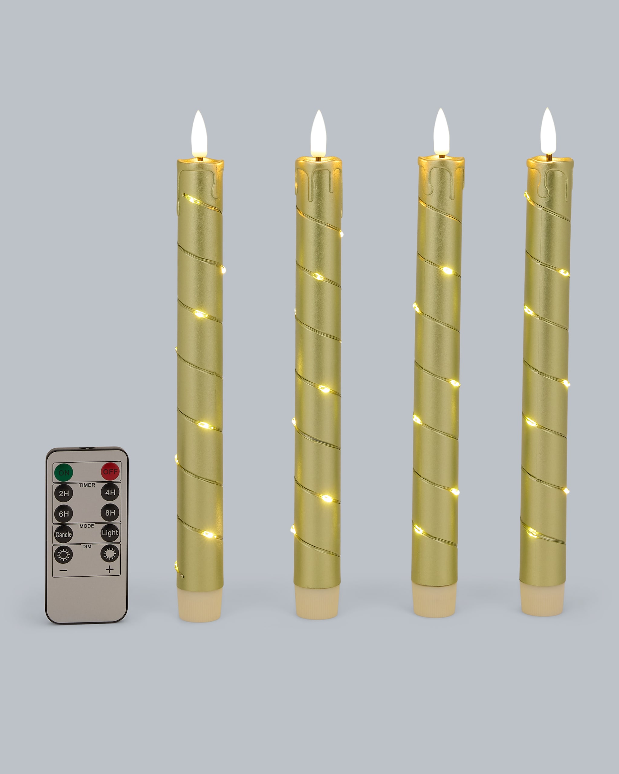 Produktabbildung für Stabkerzen mit LED-Draht, 4tlg.