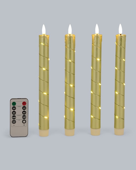 Produktabbildung für Stabkerzen mit LED-Draht, 4tlg.