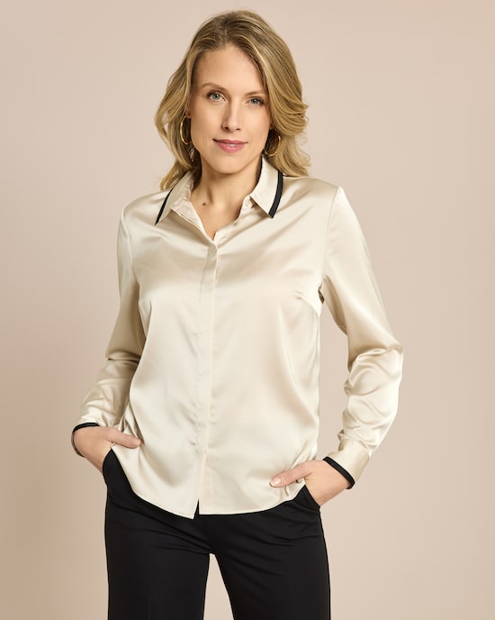 Produktabbildung für Satin Bluse mit Kontrastdetails