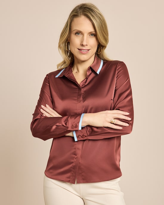 Produktabbildung für Satin Bluse mit Kontrastdetails
