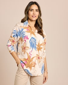Produktabbildung für Bluse mit Hemdkragen Blätter-u.Blüten