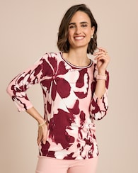 Produktabbildung für Pullover mit Big Aquarell-Blumendruck