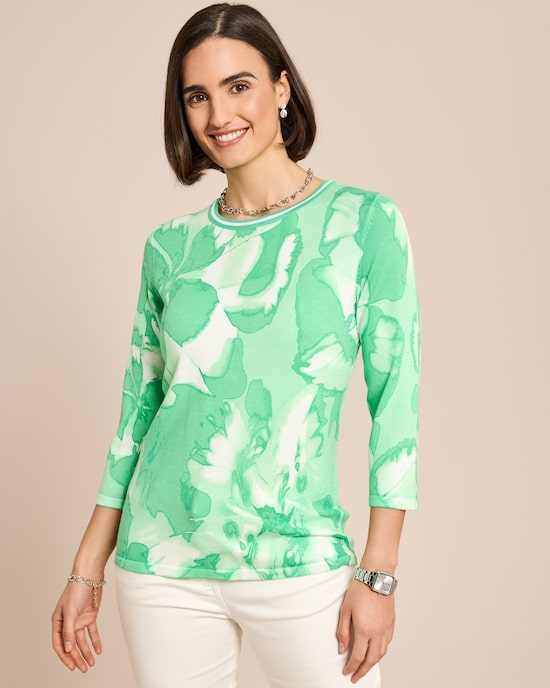 Produktabbildung für Pullover mit Big Aquarell-Blumendruck