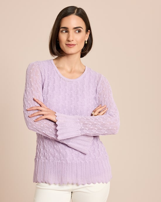 Produktabbildung für Ajour-Pullover mit Trompeten-Ärmel