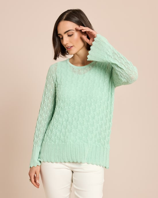 Produktabbildung für Ajour-Pullover mit Trompeten-Ärmel