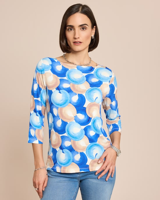 Produktabbildung für Shirt mit Kreiseldruck und U-Boot-Ausschnitt