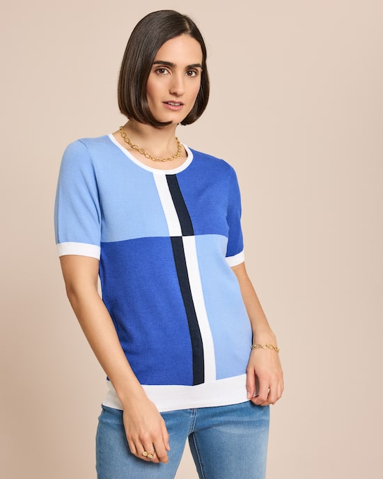 Produktabbildung für Halbarmpullover Colorblocking