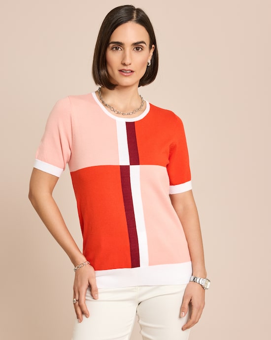 Produktabbildung für Halbarmpullover Colorblocking