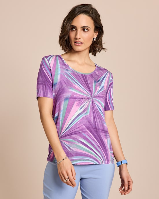 Produktabbildung für Shirt mit Druck und Strass-Deko