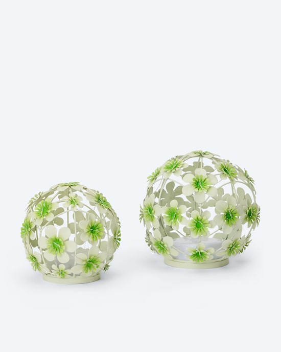 Produktabbildung für Outdoor-LED-Kugeln "Blumen", 2tlg.