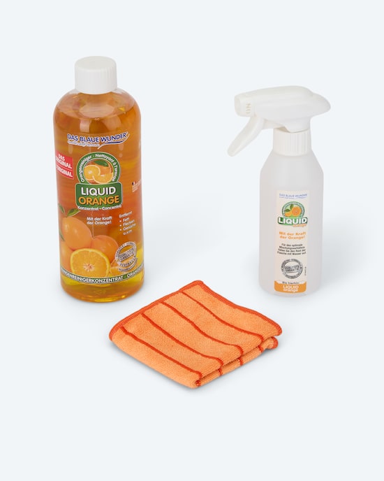 Produktabbildung für Liquid Orange mit Tuch und Sprühflasche