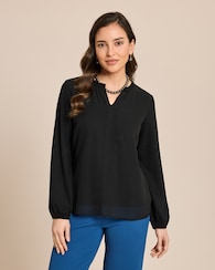 Produktabbildung für Shirt Materialmix, V-Ausschnitt