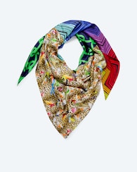 Produktabbildung für Seidentuch mit dunklem Druckmix