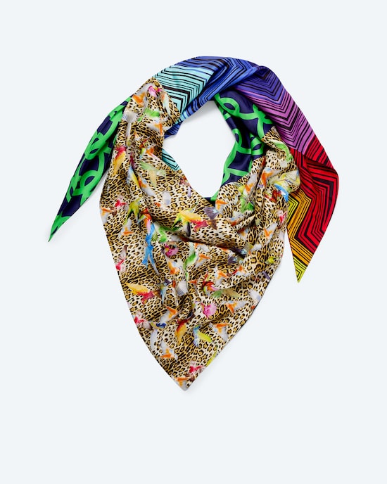 Produktabbildung für Seidentuch mit dunklem Druckmix