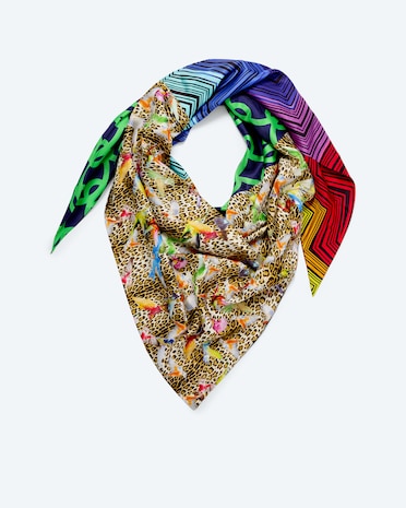 Produktabbildung für Seidentuch mit dunklem Druckmix