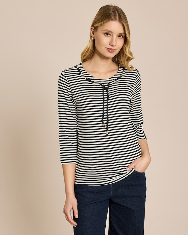 Shirt mit Kordel-Detail am Ausschnitt