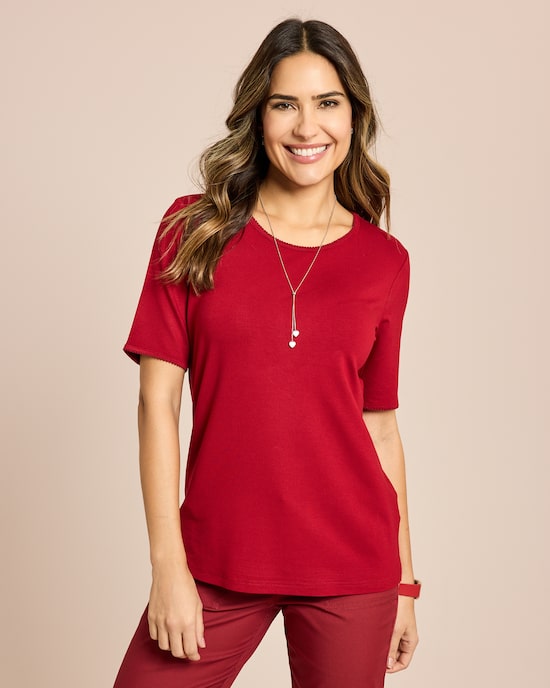 Produktabbildung für Shirt mit Zierkante am Ausschnitt und Ärmel