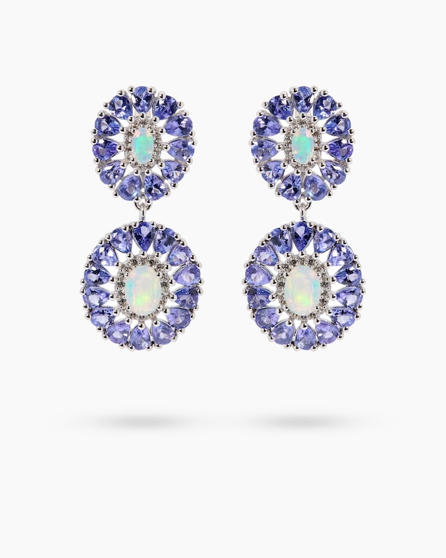 Ohrstecker mit Tansanit und Opal