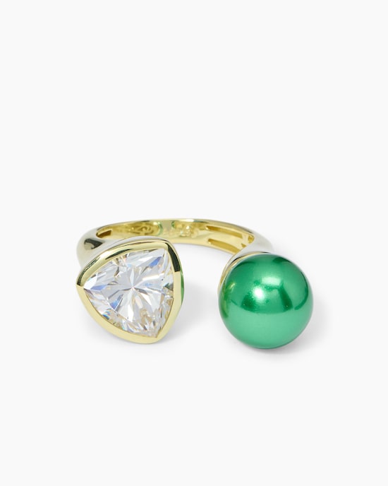 Produktabbildung für Ring mit Muschelkernperle 10 mm & Zirkonia