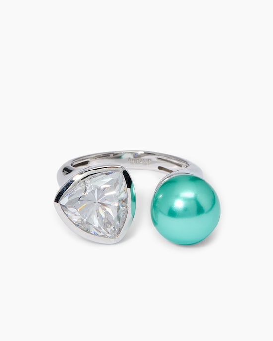 Produktabbildung für Ring mit Muschelkernperle 10 mm & Zirkonia