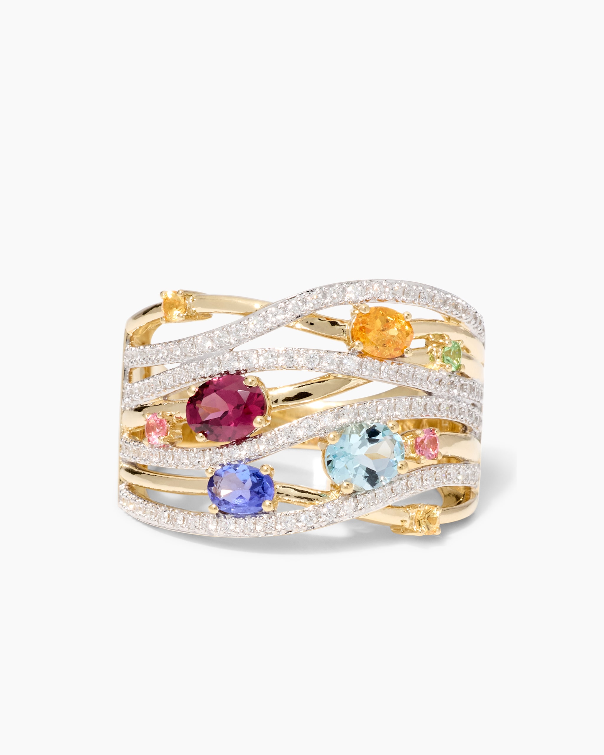 Produktabbildung für Ring mit Edelstein-Mix und Brillanten