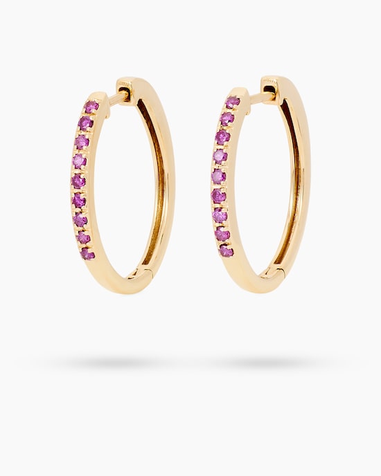 Produktabbildung für Creolen mit pinken Brillanten