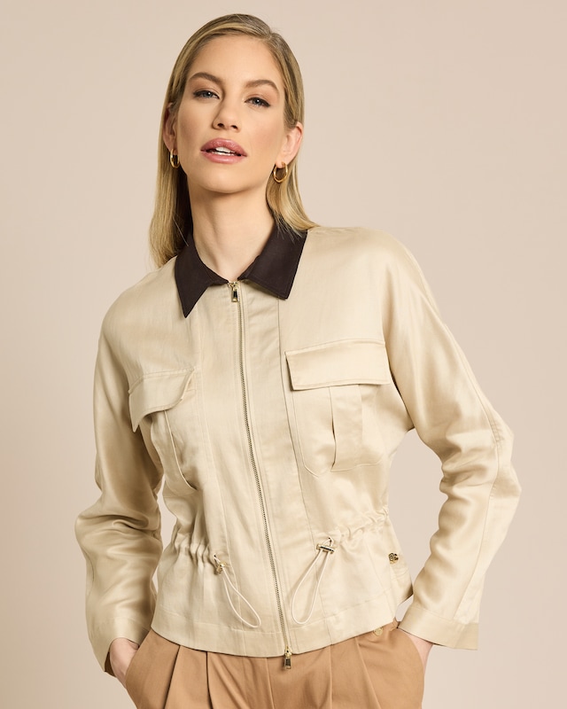 Blusenjacke aus Leinenmix