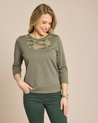Produktabbildung für Shirt mit Spitze am Ausschnitt