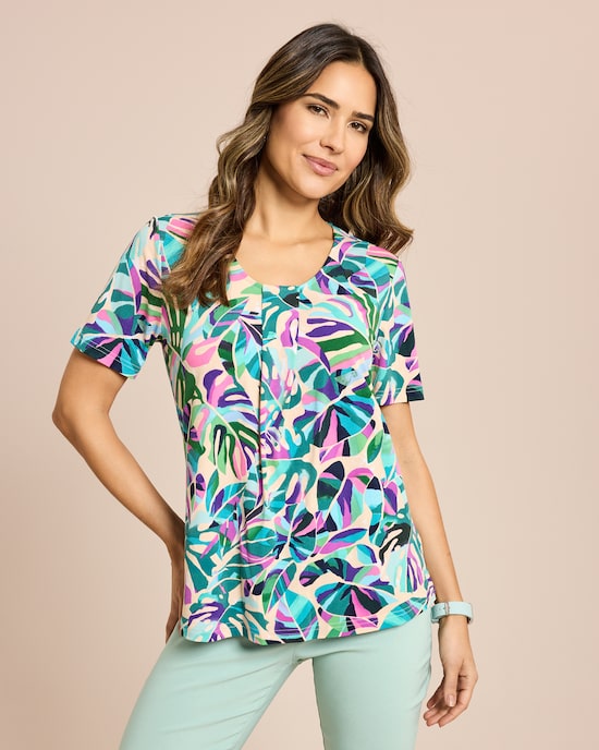 Produktabbildung für Shirt mit Tropic-Blätterdruck