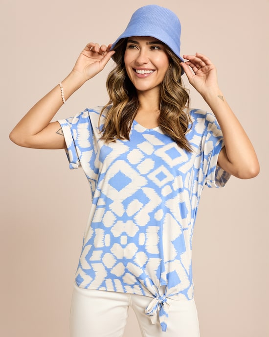 Produktabbildung für Shirt bedruckt Knoten-Detail am Bund