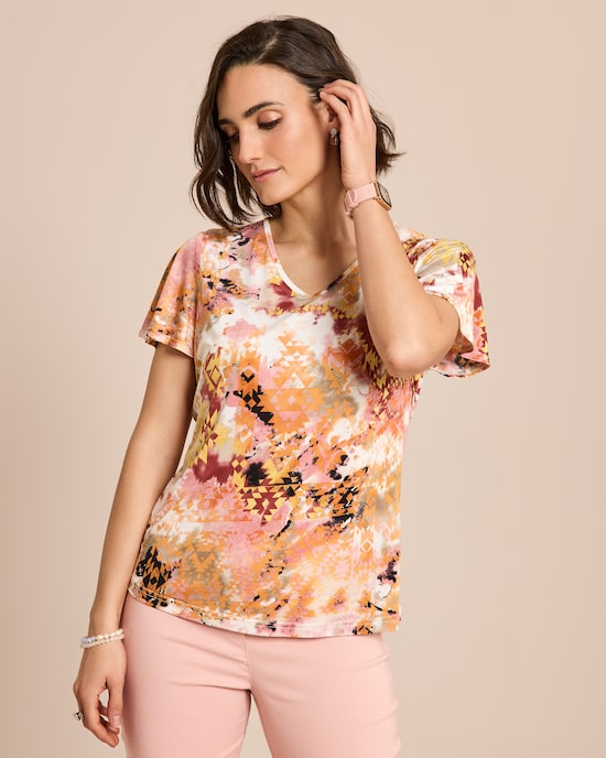 Produktabbildung für Shirt mit Flügelärmel und V-Ausschnitt