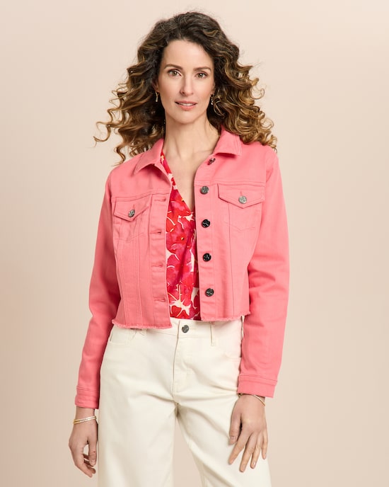 Produktabbildung für Jeansjacke mit ausgefranstem Saum