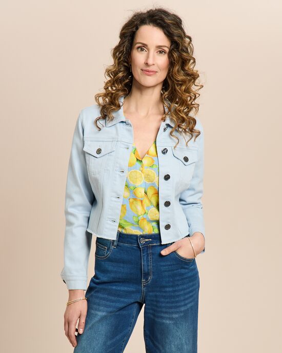 Produktabbildung für Jeansjacke mit ausgefranstem Saum