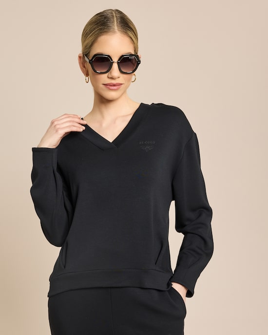 Produktabbildung für Sweatshirt mit V-Ausschnitt