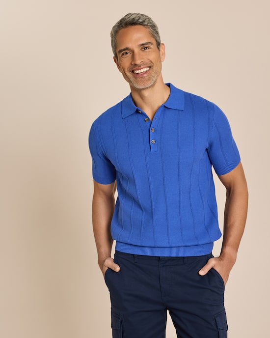 Produktabbildung für Strick-Poloshirt Jacquardstreifen