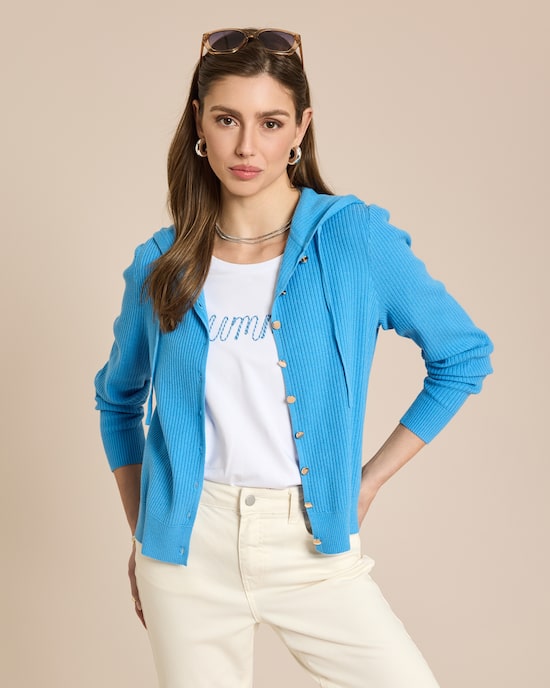 Produktabbildung für Cardigan mit Kapuze