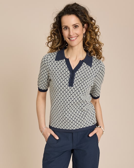 Produktabbildung für Polohemd gestrickt gemustert