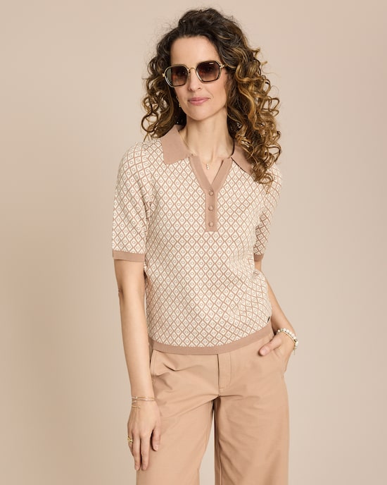 Produktabbildung für Polohemd gestrickt gemustert