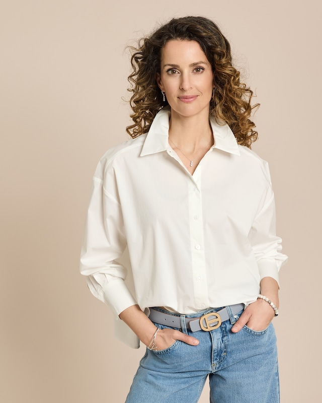 Baumwollstretch Bluse Oversize