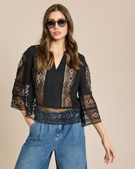 Produktabbildung für Leinenbluse mit Spitzendetails