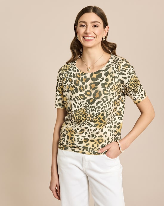 Produktabbildung für Strickshirt mit Allover-Druck