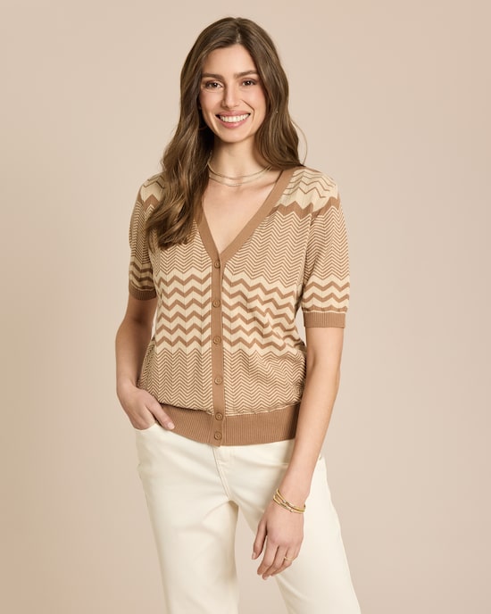 Produktabbildung für Ajour Kurzarm Strick Cardigan