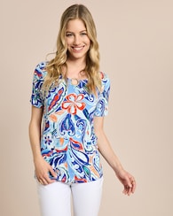 Produktabbildung für Midi-Shirt mit Accessoire am Ausschnitt
