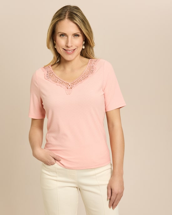 Produktabbildung für Shirt mit Spitzenbesatz