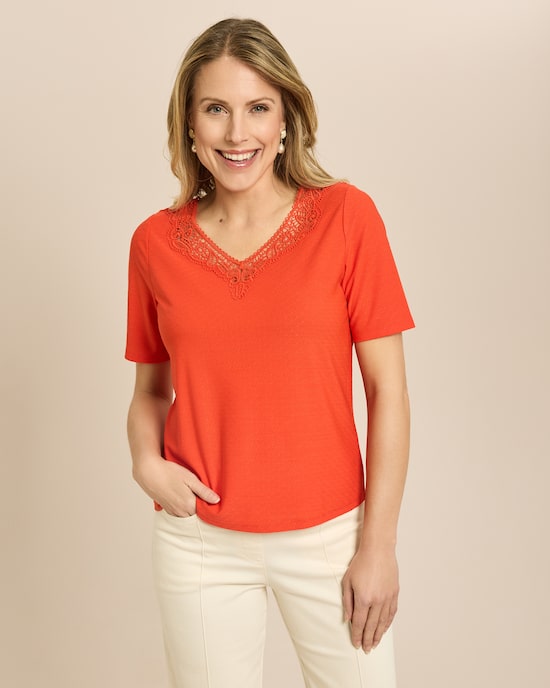 Produktabbildung für Shirt mit Spitzenbesatz