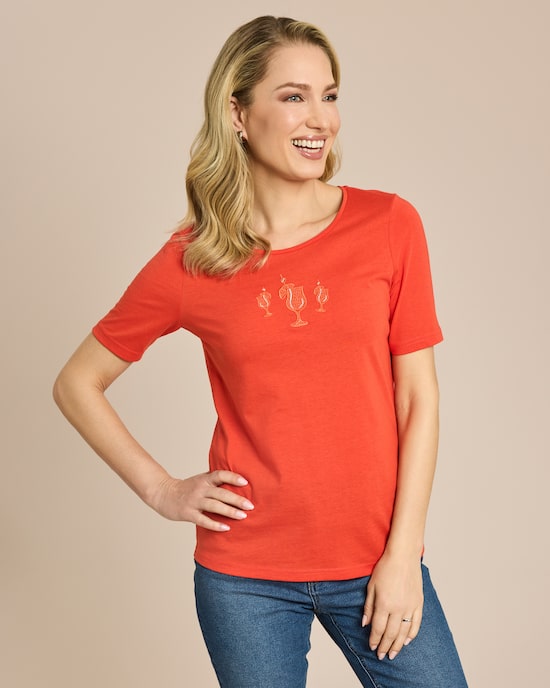 Produktabbildung für Shirt mit Stickereien und Strassapplikationen