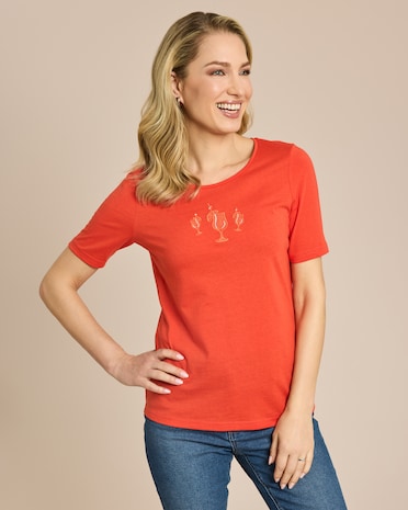 Produktabbildung für Shirt mit Stickereien und Strassapplikationen