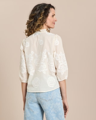 Produktabbildung 4 für Bluse mit floralem Stick und Rüschen